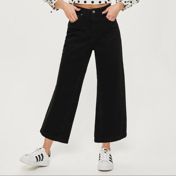 black crop wide leg jeans